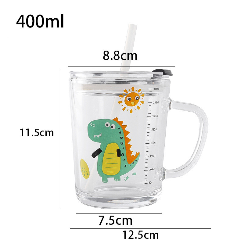 Cartoon Glass Sippy Cup With Lid image 2