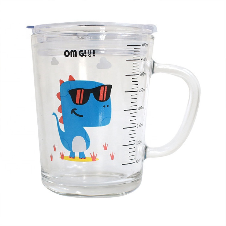 Cartoon Glass Sippy Cup With Lid image 4