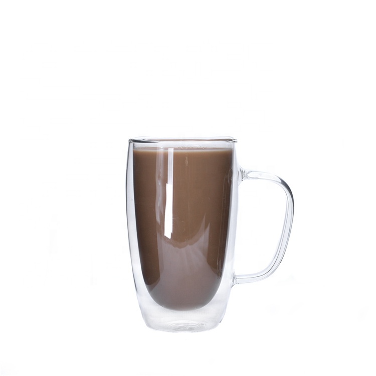 Double High Borosilicate Glass Coffee Cup With Handle image 4