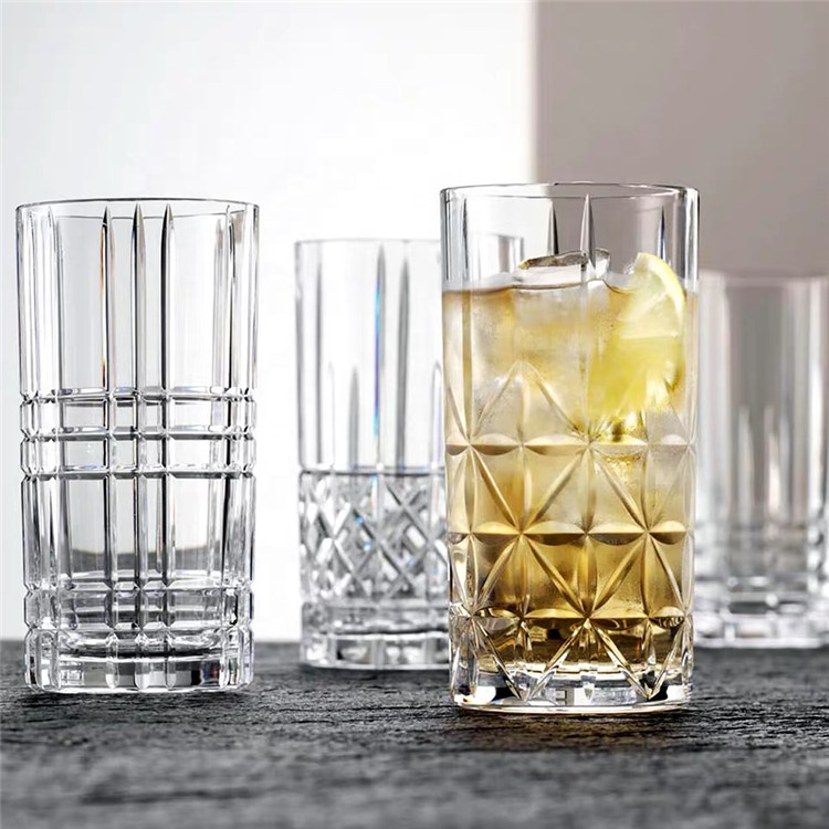 Tall Cups Carved In Four Different Patterns Glass image 2