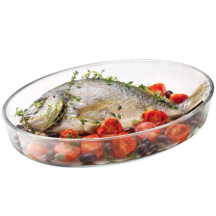 Eco Friendly Oval High Borosilicate Glass Baking Tray image 2