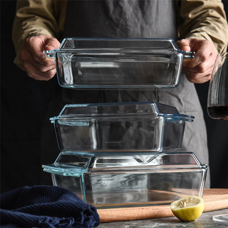 Heat-Resistant Square Glass Bakeware With Lid And Double Ears image 2