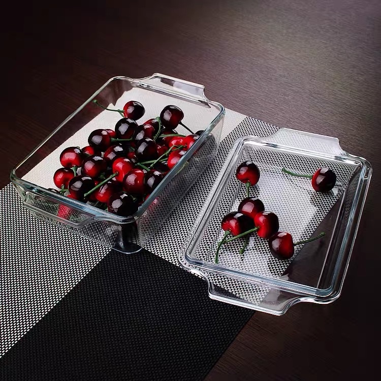 Heat-Resistant Square Glass Bakeware With Lid And Double Ears image 3