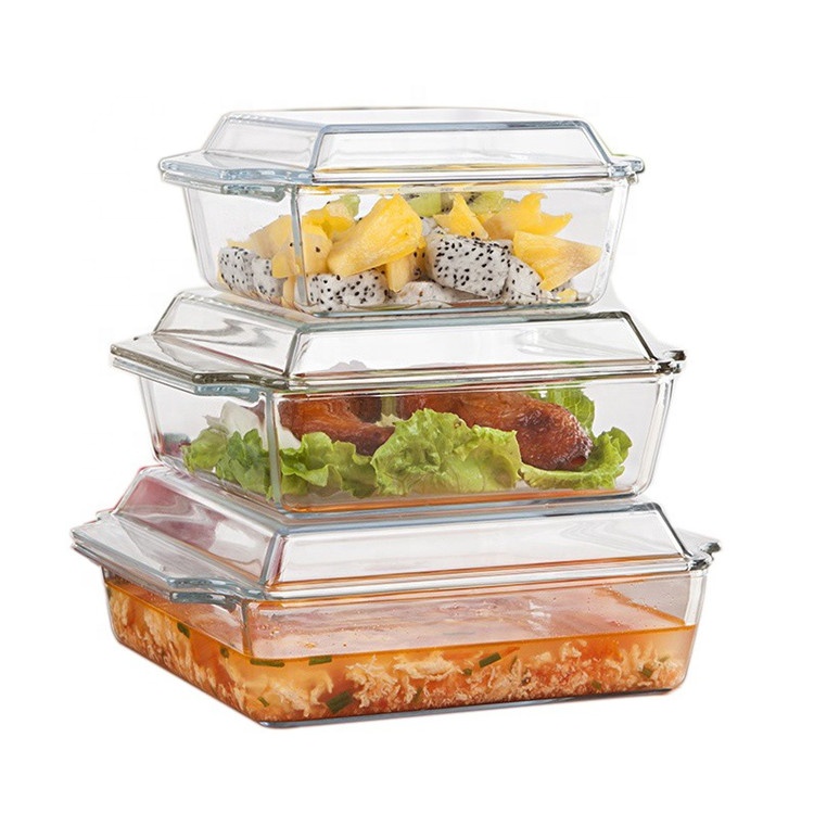 Heat-Resistant Square Glass Bakeware With Lid And Double Ears image 4