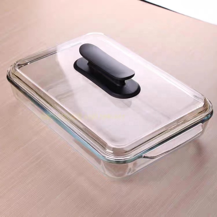 Square Cookware Tempered Glass Plate Baking Heat Resistant Glass Food Container With Lid image 3
