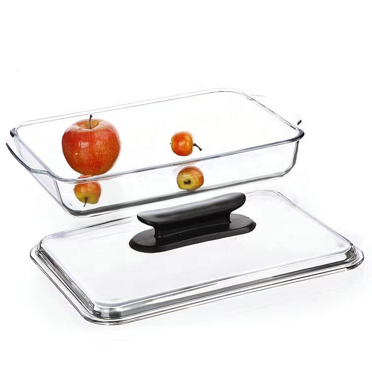 Square Cookware Tempered Glass Plate Baking Heat Resistant Glass Food Container With Lid image 4