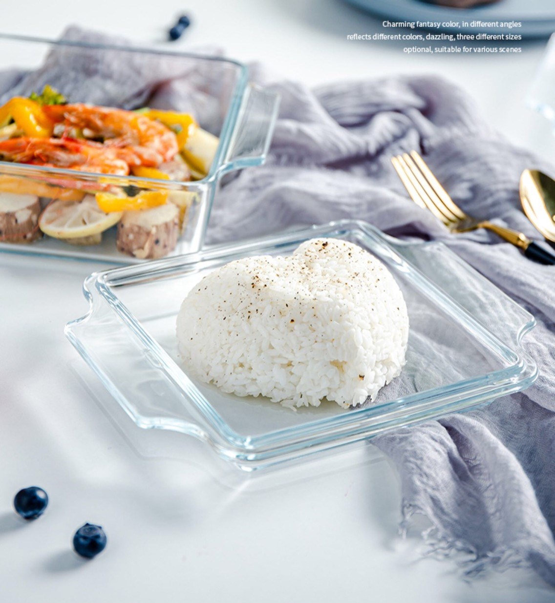 Square Tempered Glass Tray With Glass Lid image 2