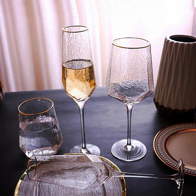 Handmade Stemless Wine Drinking Glass Gup With Gold Rim image 2