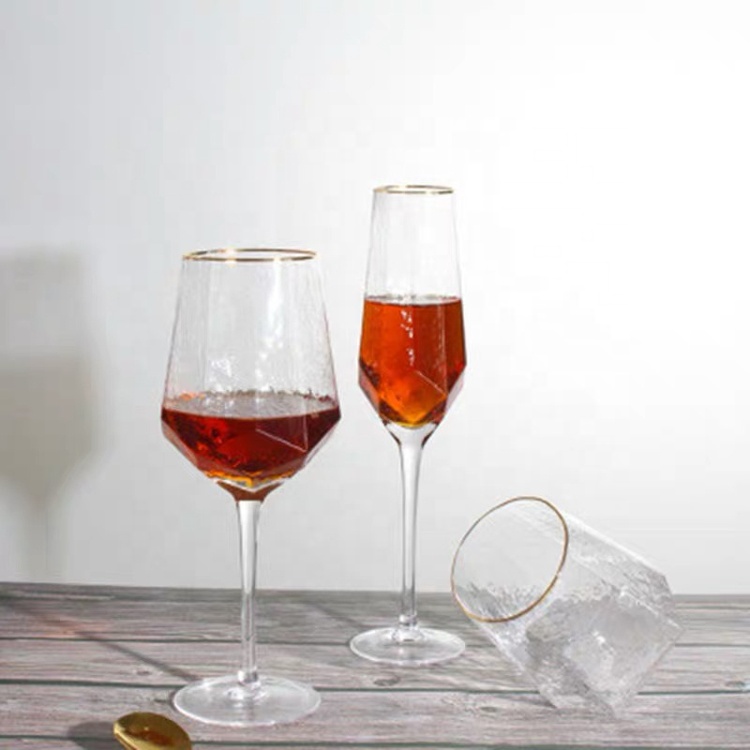 Handmade Stemless Wine Drinking Glass Gup With Gold Rim image 3