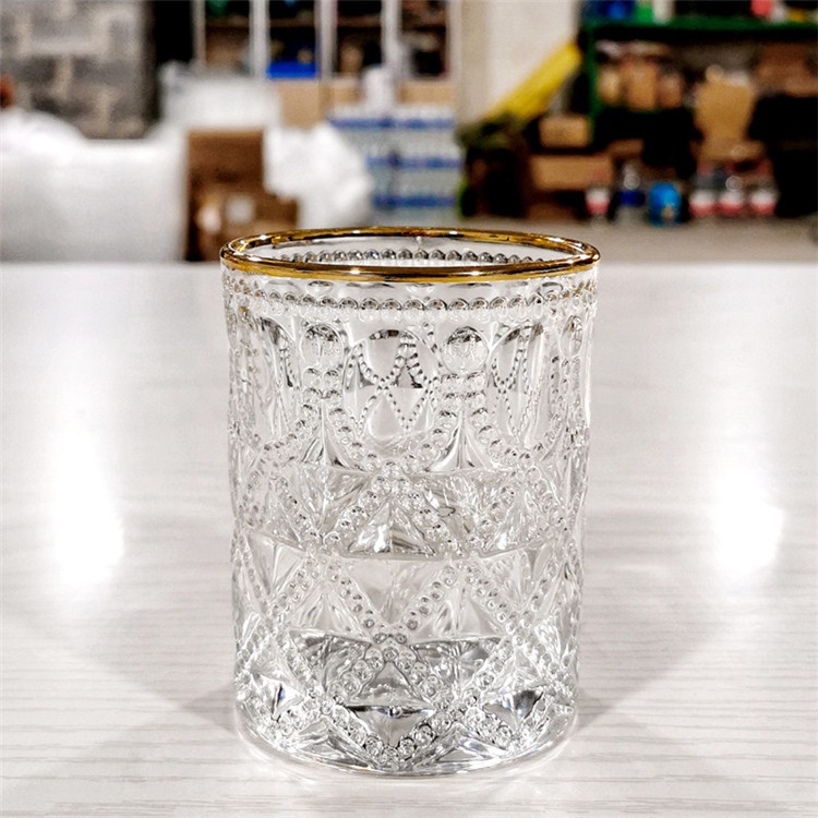 High Quality Glass Water Bottle With Gold Rim image 3