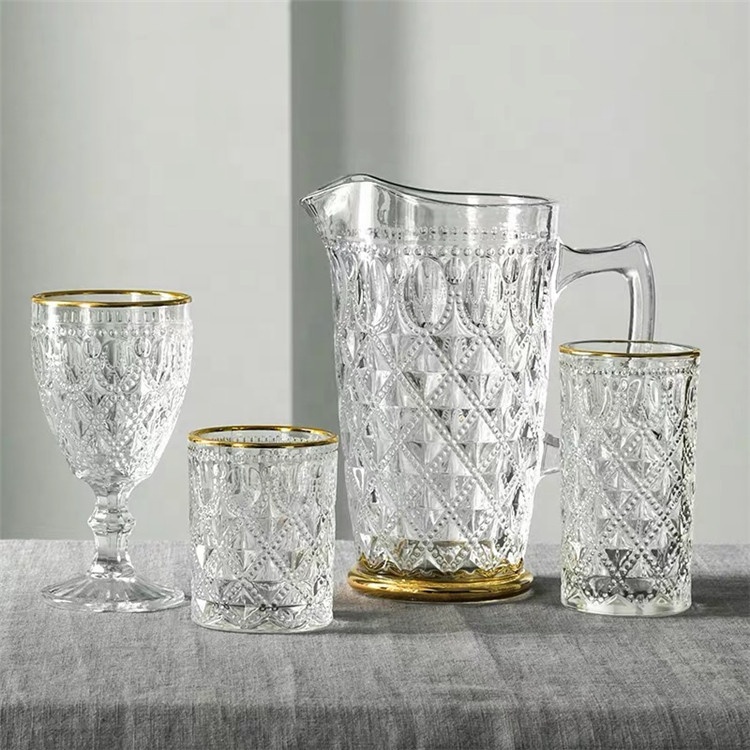 High Quality Glass Water Bottle With Gold Rim