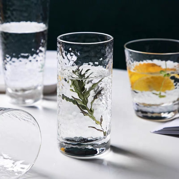 Ribbed Juice Water Drinking Glass Cup